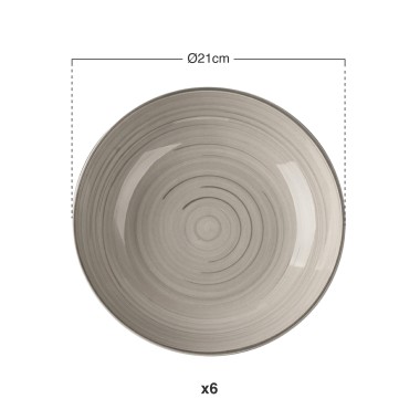 Prato Espiral Sopa Redondo 21X5cm Pack 6