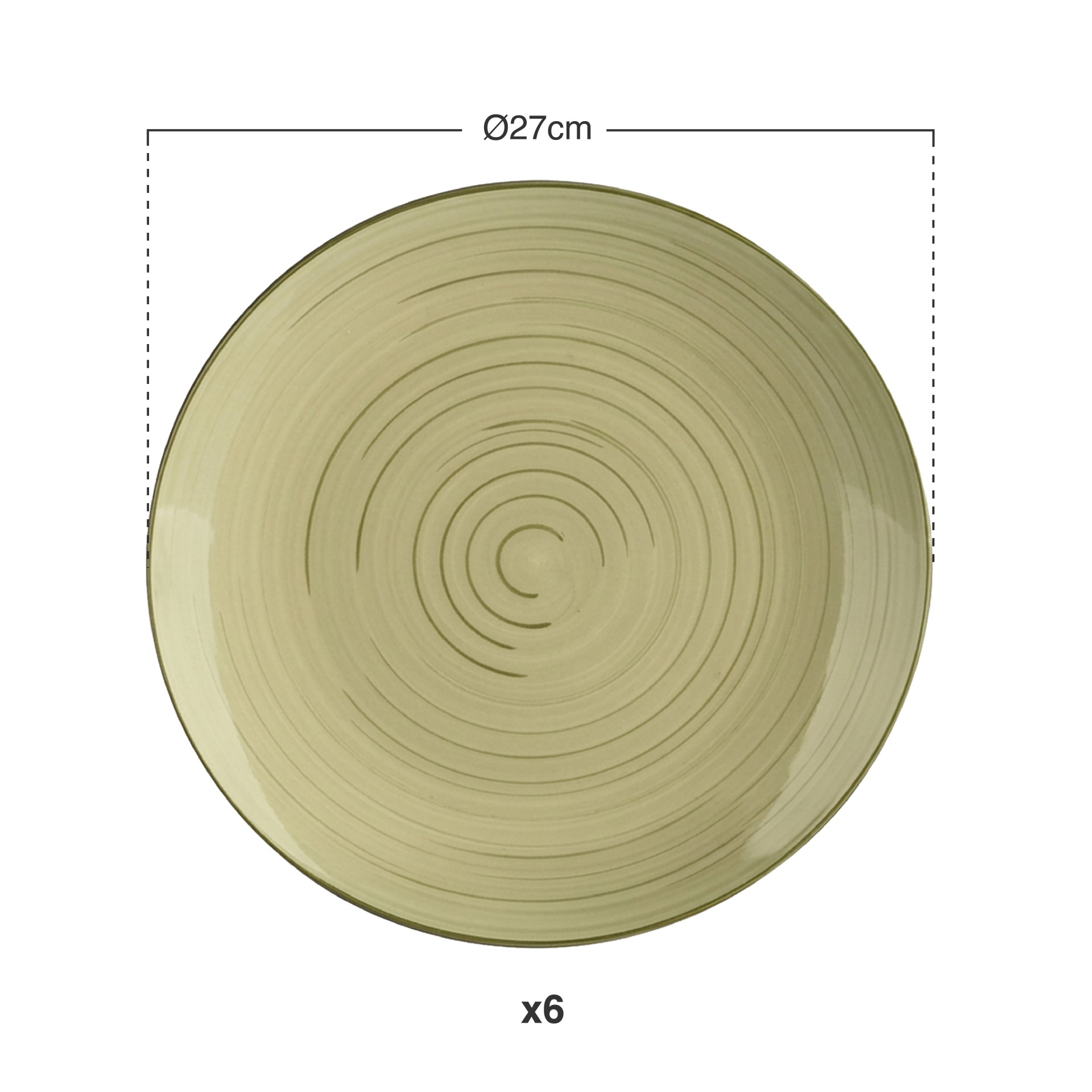 Prato Espiral Raso Redondo 27X3cm Pack 6