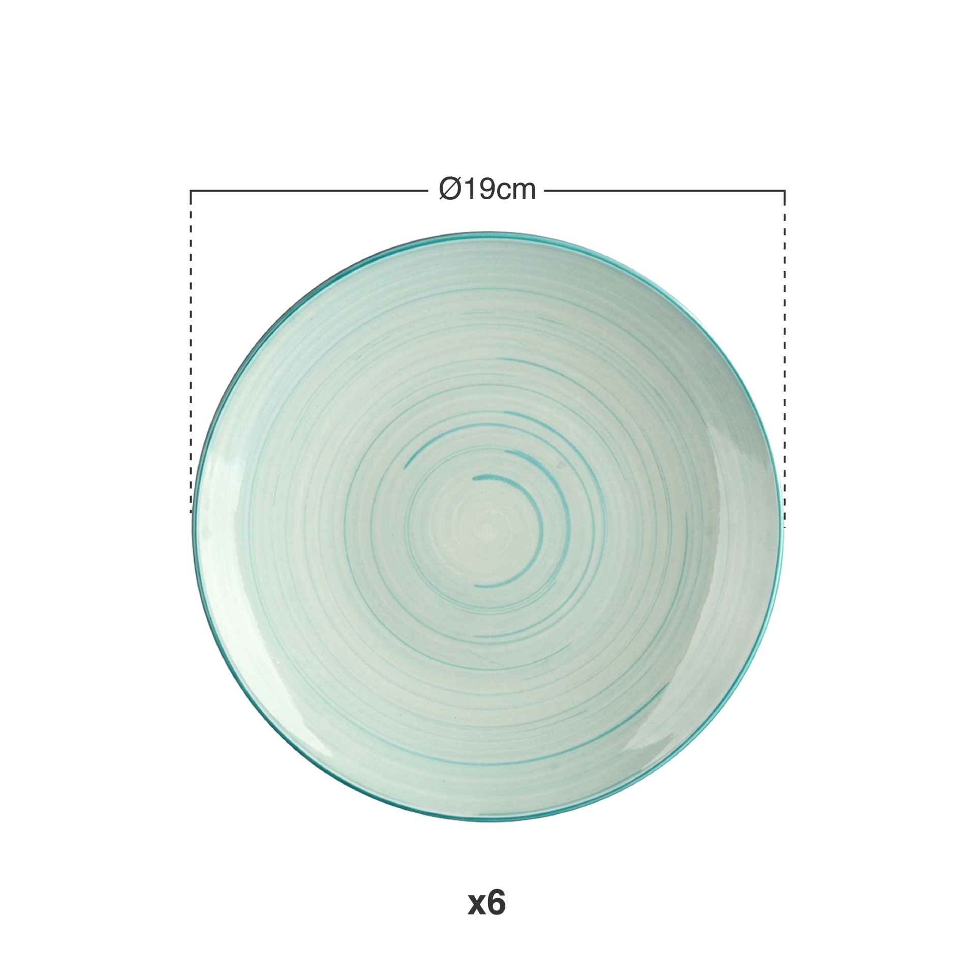 Prato Espiral Sobremesa Redondo 19X2cm Pack 6
