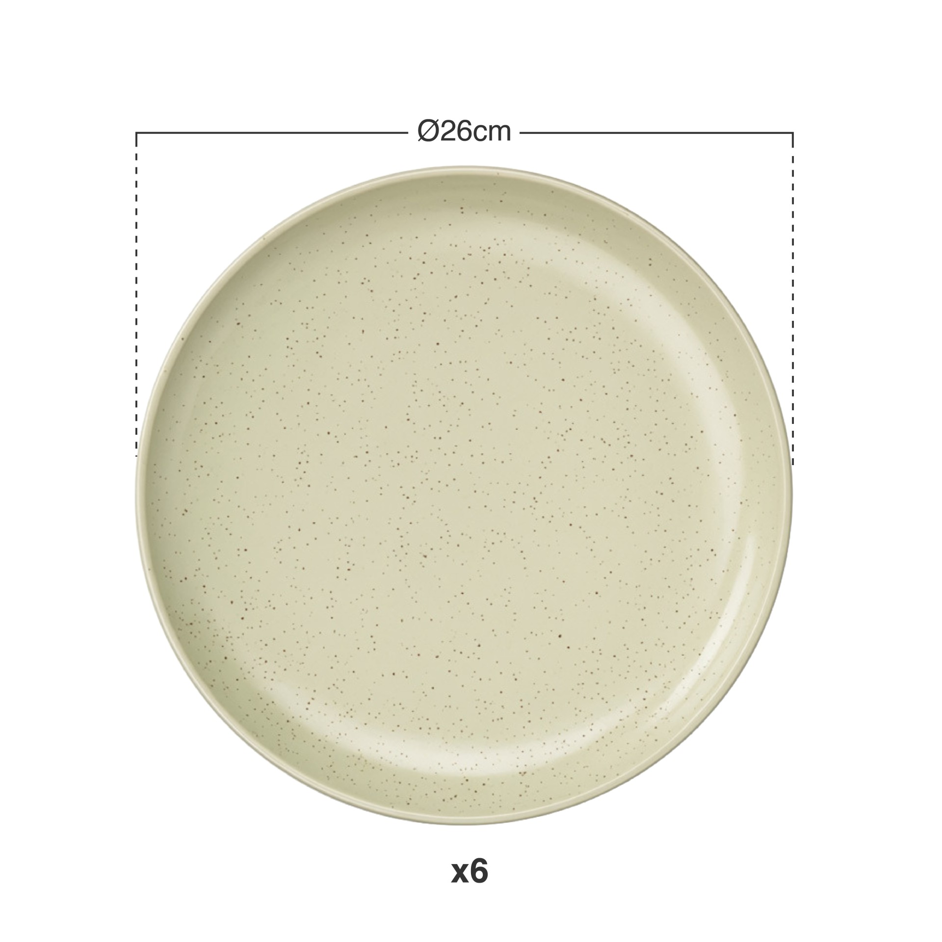 Prato Cerâmica Raso Redondo Verde Claro 26cm Pack 6
