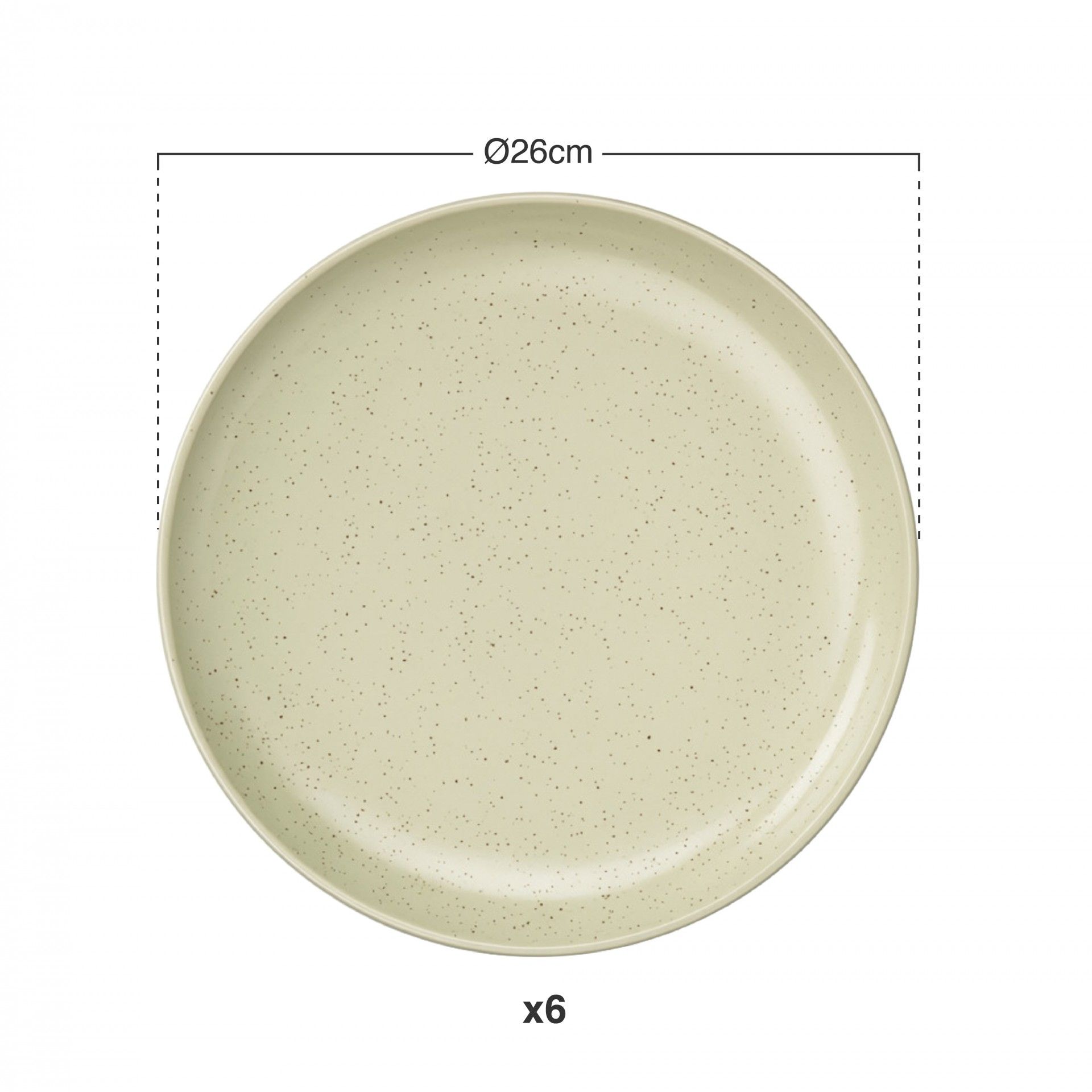 Prato Cerâmica Raso Redondo Verde Claro 26cm Pack 6