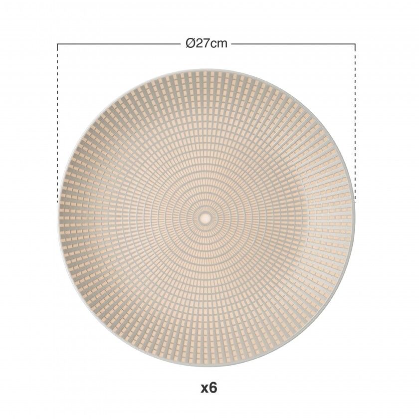 Prato Gravado Mesa Redondo Cinzento 27X3cm Pack 6 Prato Gravado Mesa Redondo Cinzento 27X3cm Pack 6