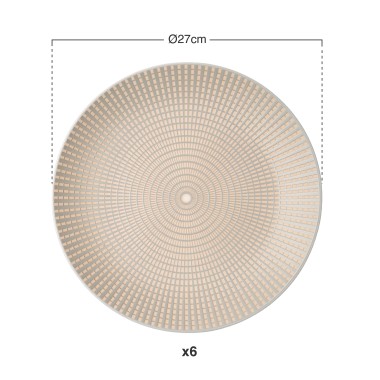 Prato Gravado Mesa Redondo Cinzento 27X3cm Pack 6