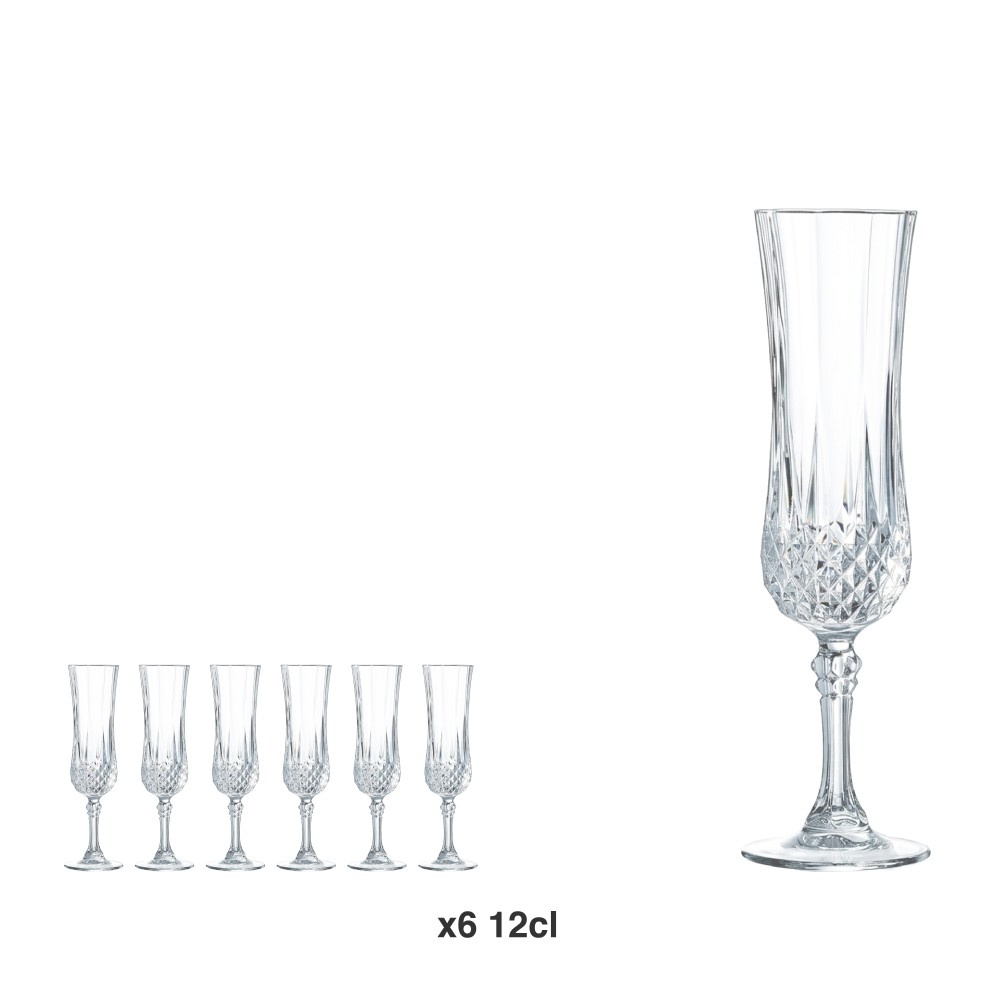 Copo com Pé Longchamp Flute 12cl Pack 6