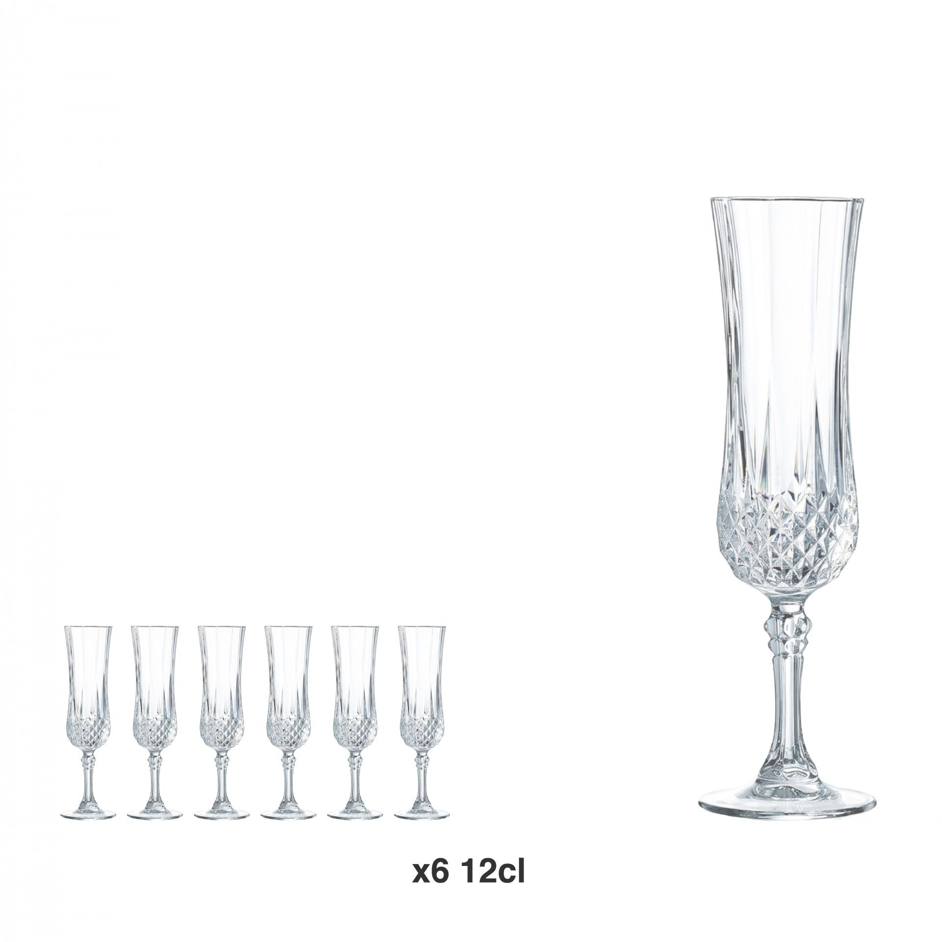 Copo com Pé Longchamp Flute 12cl Pack 6