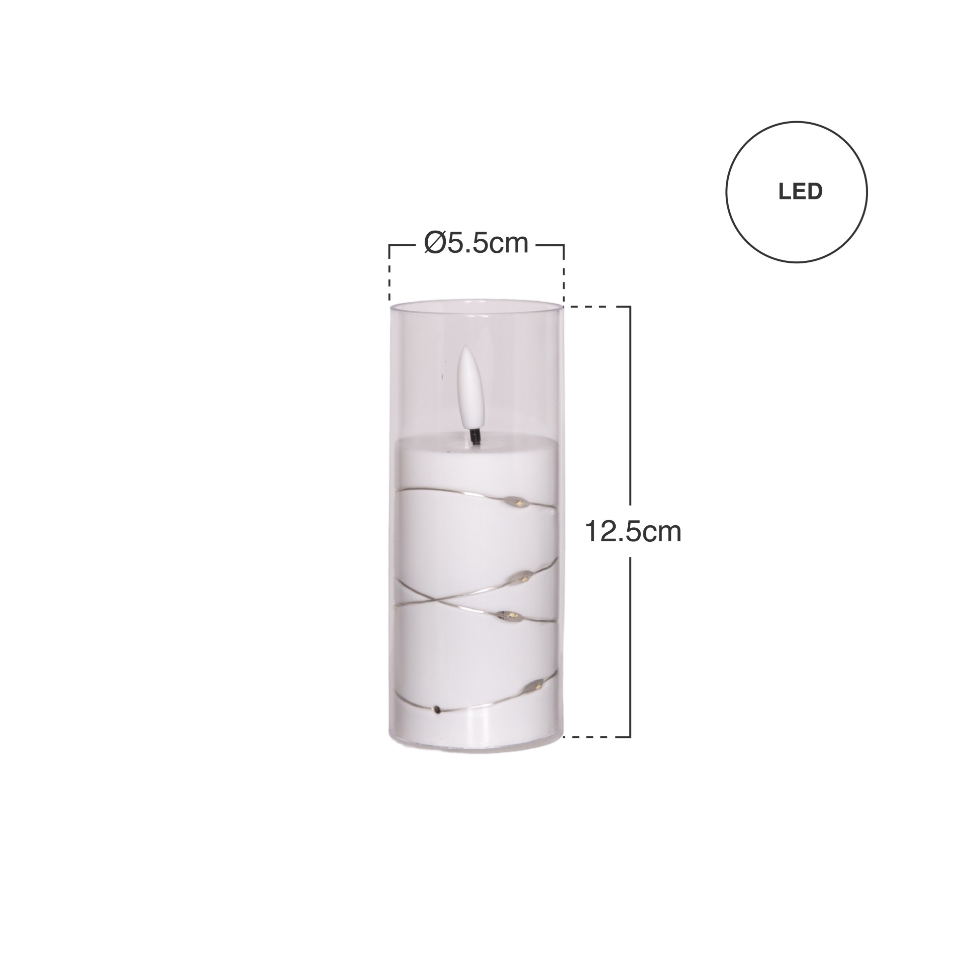 Cirio Eletrico Com Fio Led 12.5X5.5cm