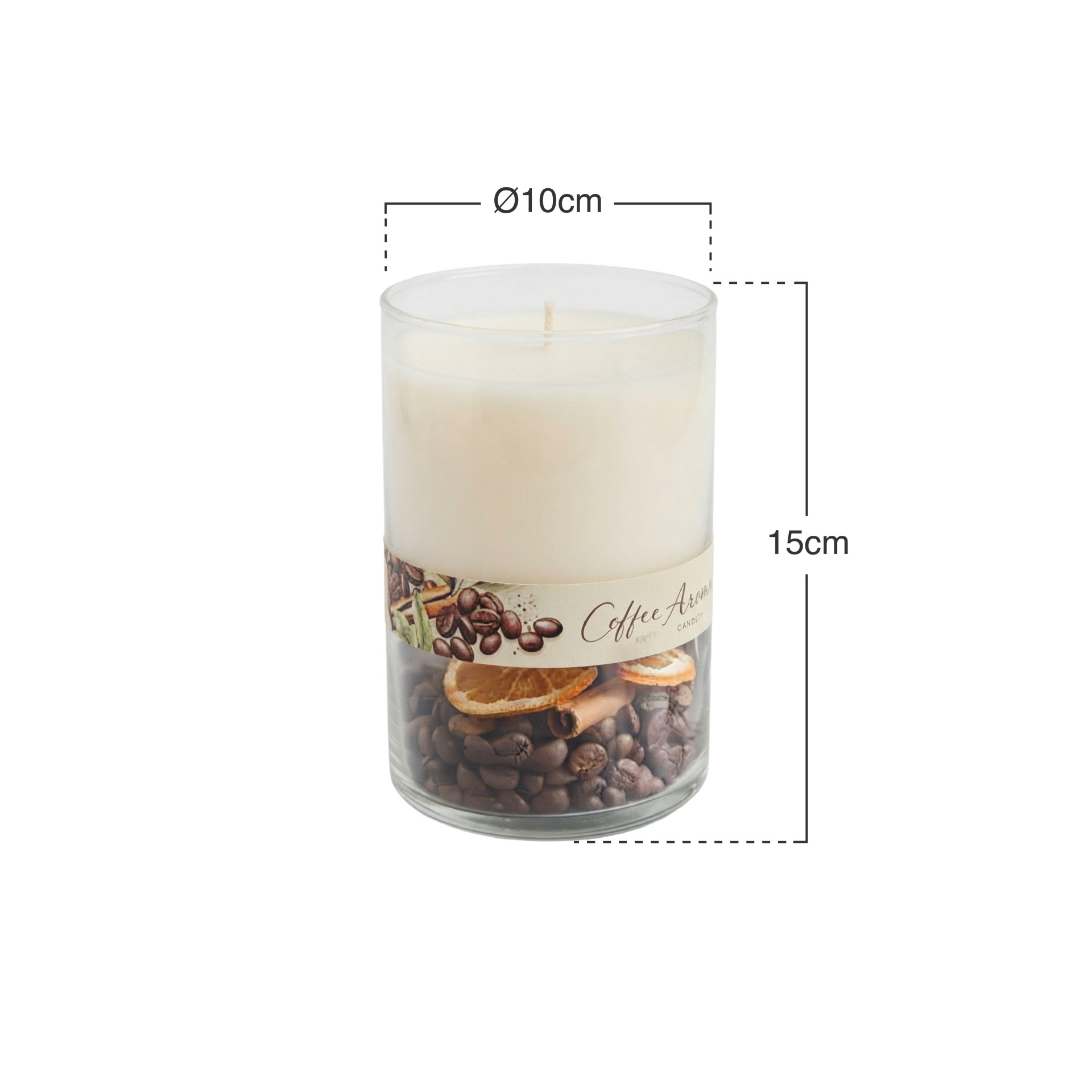 Vela Copo Vidro Coffee Creme