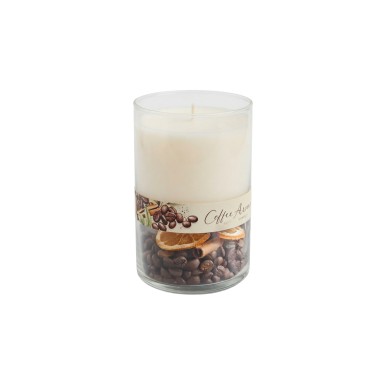 Vela Copo Vidro Coffee Creme
