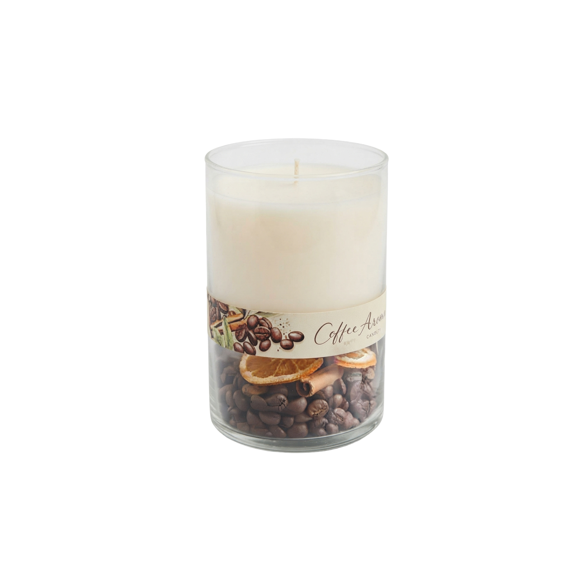 Vela Copo Vidro Coffee Creme