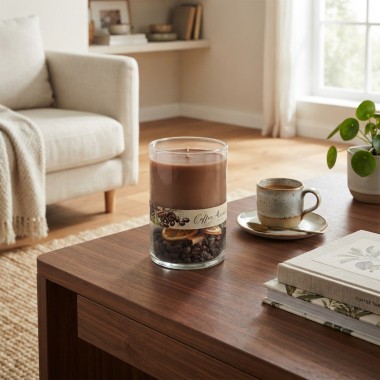 Vela Copo Vidro Coffee Castanho