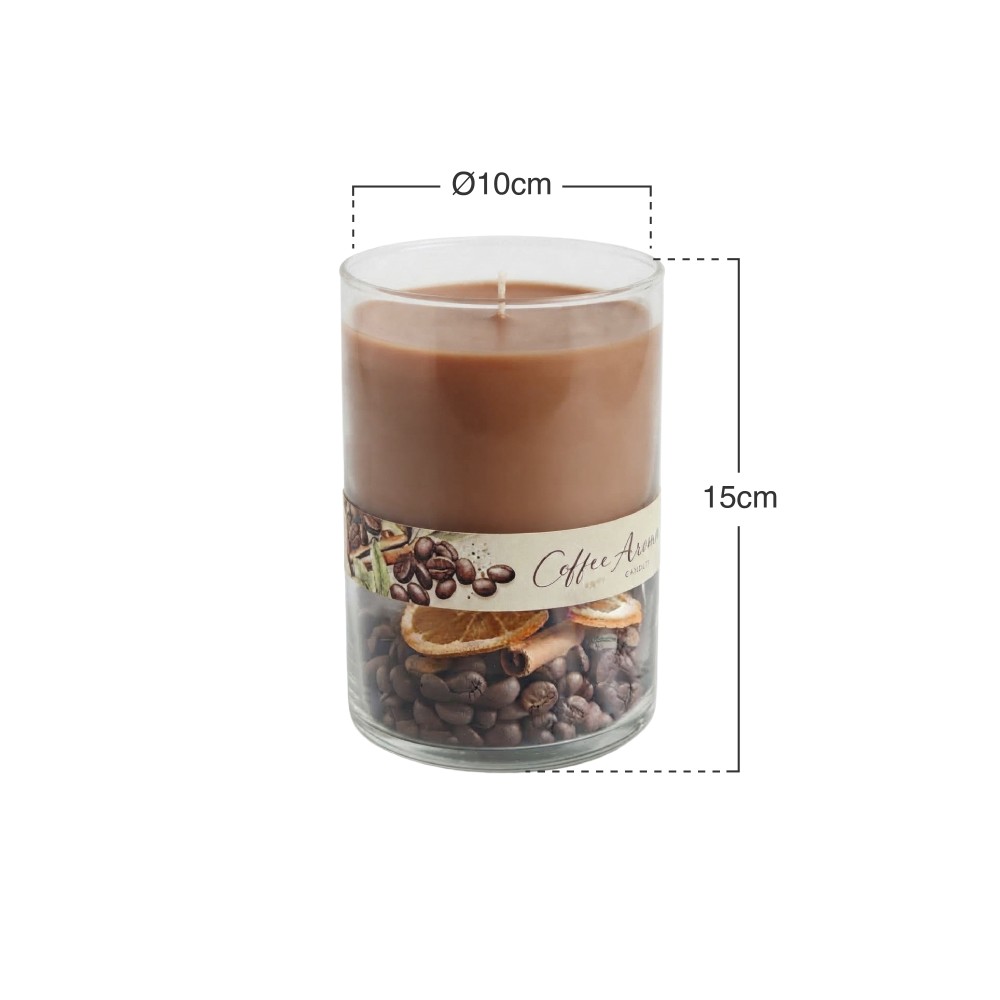 Vela Copo Vidro Coffee Castanho