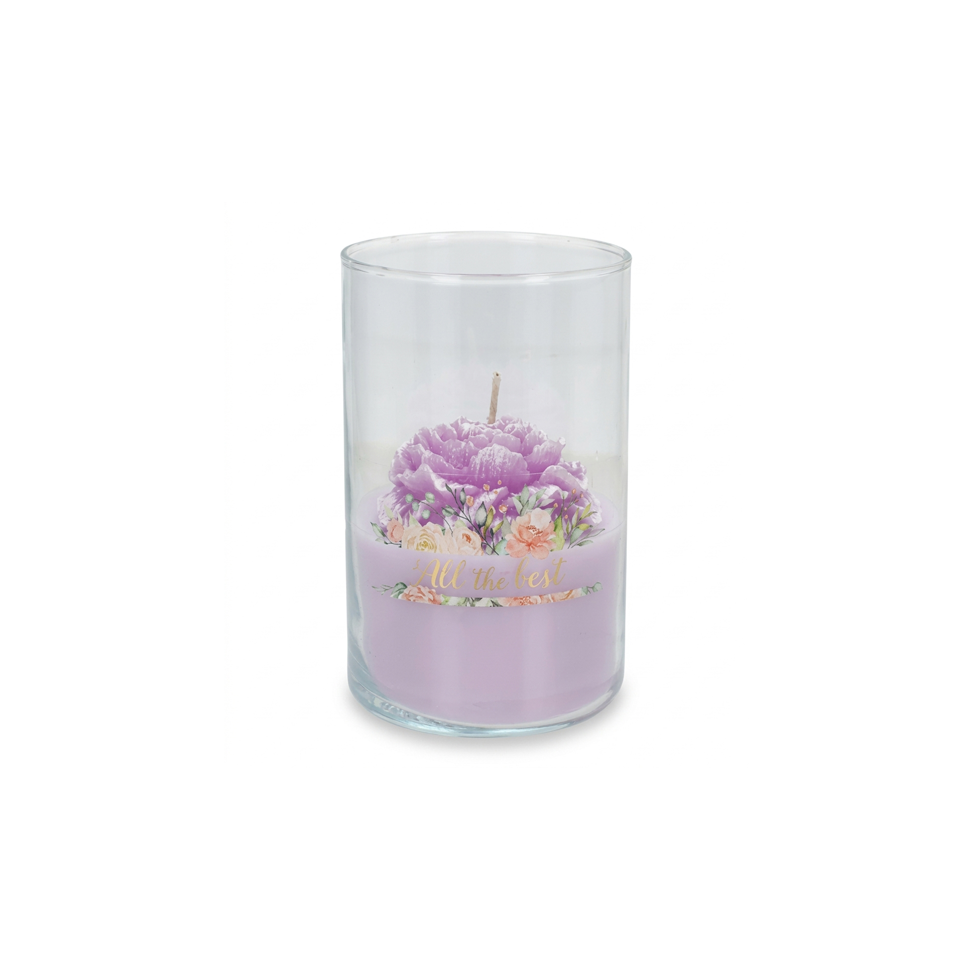 Vela Copo Vidro Peonia 10X15cm