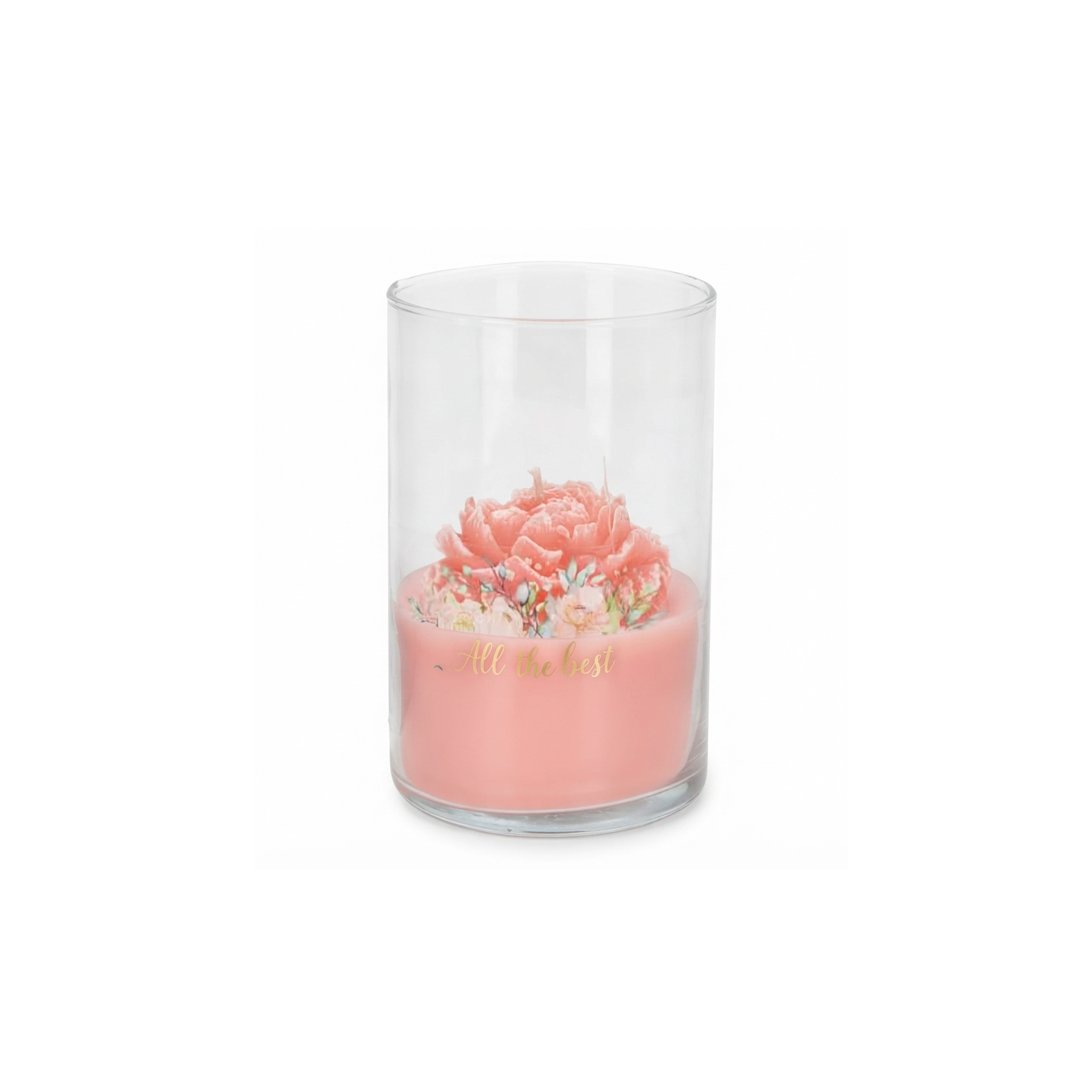Vela Copo Vidro Peonia 10X15cm