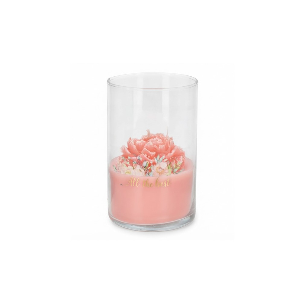 Vela Copo Vidro Peonia 10X15cm