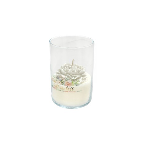 Vela Copo Vidro Peonia 10X15cm - Image product