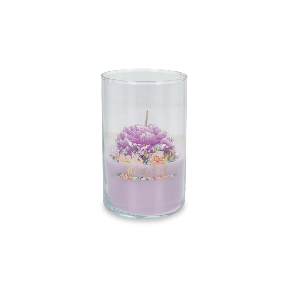 Vela Copo Vidro Peonia 10X15cm