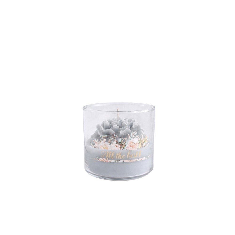 Vela Copo Vidro Peonia 10X9cm
