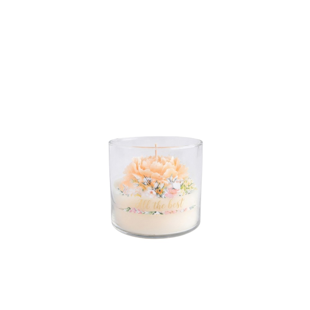 Vela Copo Vidro Peonia 10X9cm