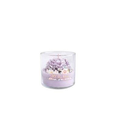 Vela Copo Vidro Peonia 10X9cm