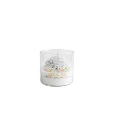 Vela Copo Vidro Peonia 10X9cm