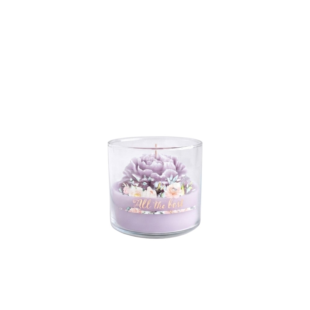 Vela Copo Vidro Peonia 10X9cm