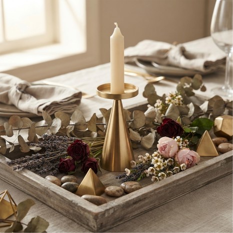 Castiçal Dourado 17cm - Image product