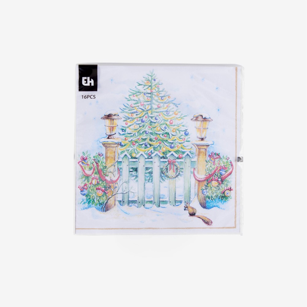 Guardanapo Natal Paisagem Neve Sortido 33X33cm Pack 16