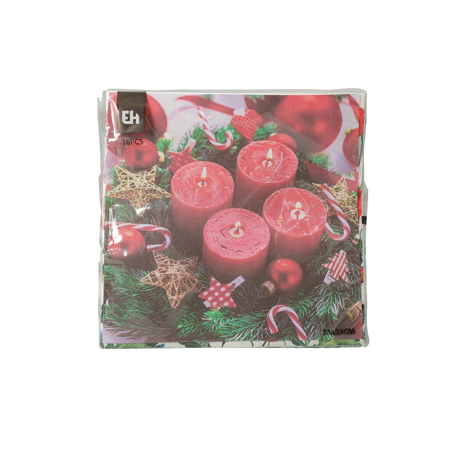 Guardanapo Natal Velas Sortido 33X33cm Pack 16