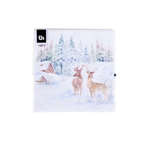 Guardanapo Natal Paisagem Neve Sortido 33X33cm Pack 16 - Image product
