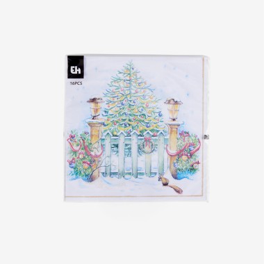 Guardanapo Natal Paisagem Neve Sortido 33X33cm Pack 16