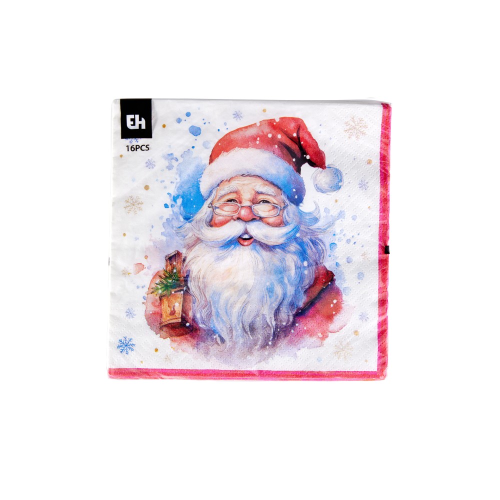 Guardanapo Pai Natal Sortido 33X33cm Pack 16