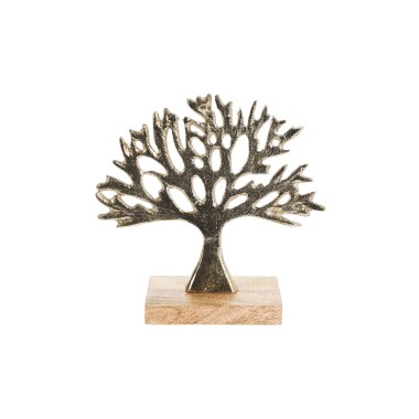 Árvore Alumínio Base Madeira Dourado 17cm