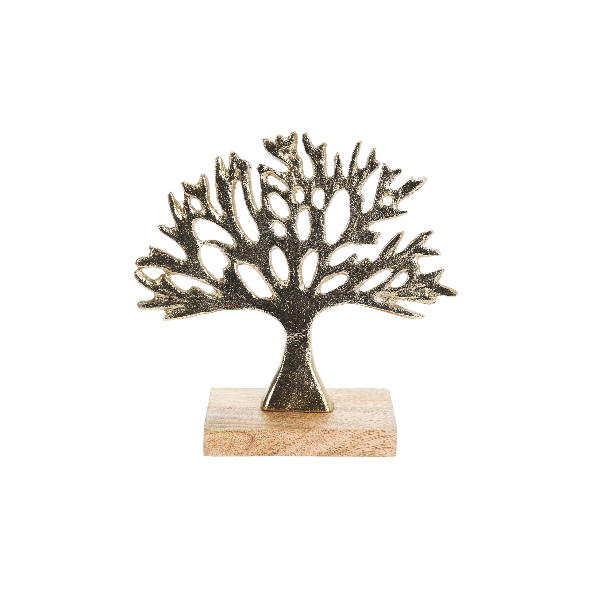 Árvore Alumínio Base Madeira Dourado 17cm