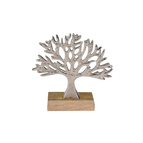 Árvore Alumínio Base Madeira Prata 17cm - Image product