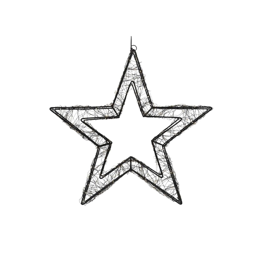 Estrela Natal Metal Preto com Led 38cm