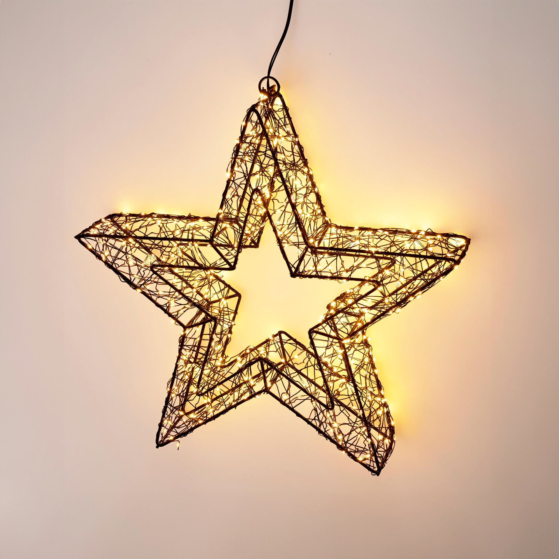 Estrela Natal Metal Preto com Led 38cm