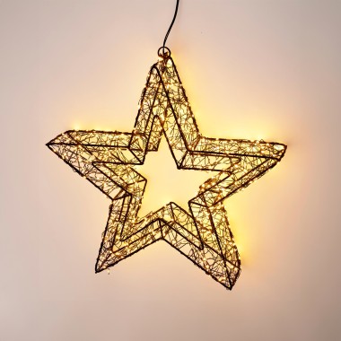 Estrela Natal Metal Preto com Led 38cm