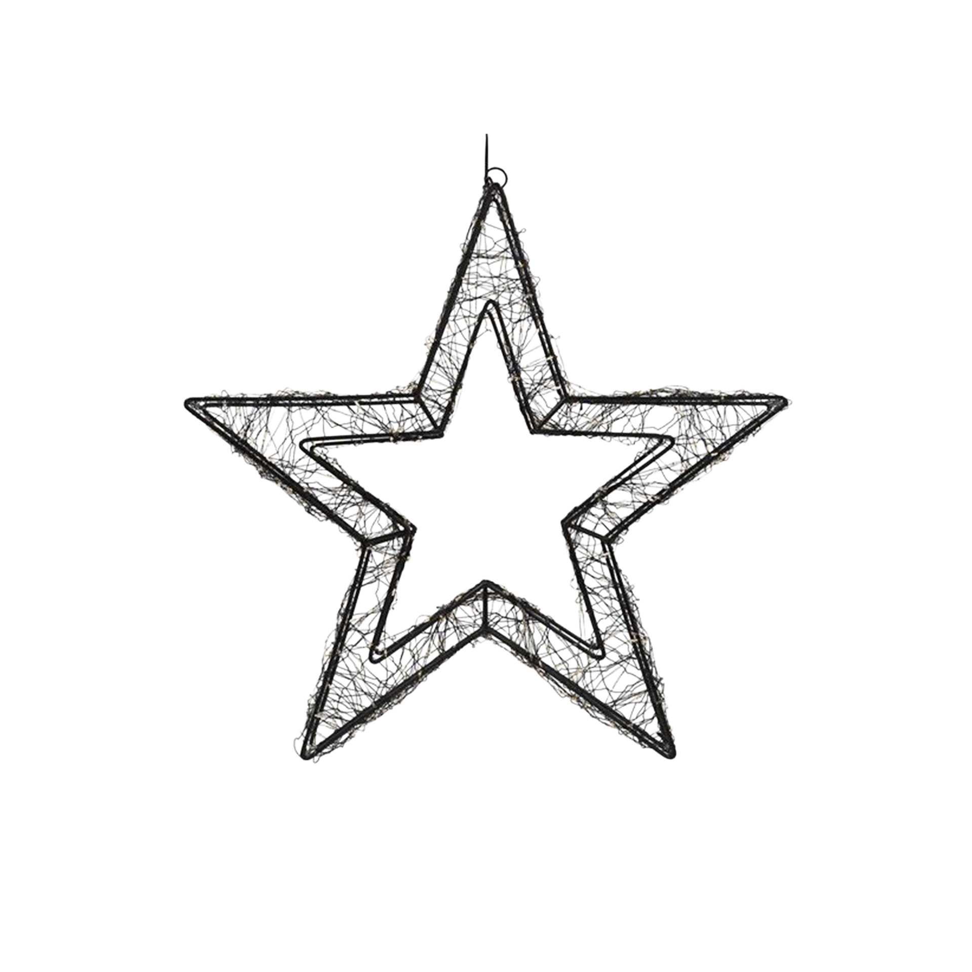 Estrela Natal Metal Preto com Led 38cm