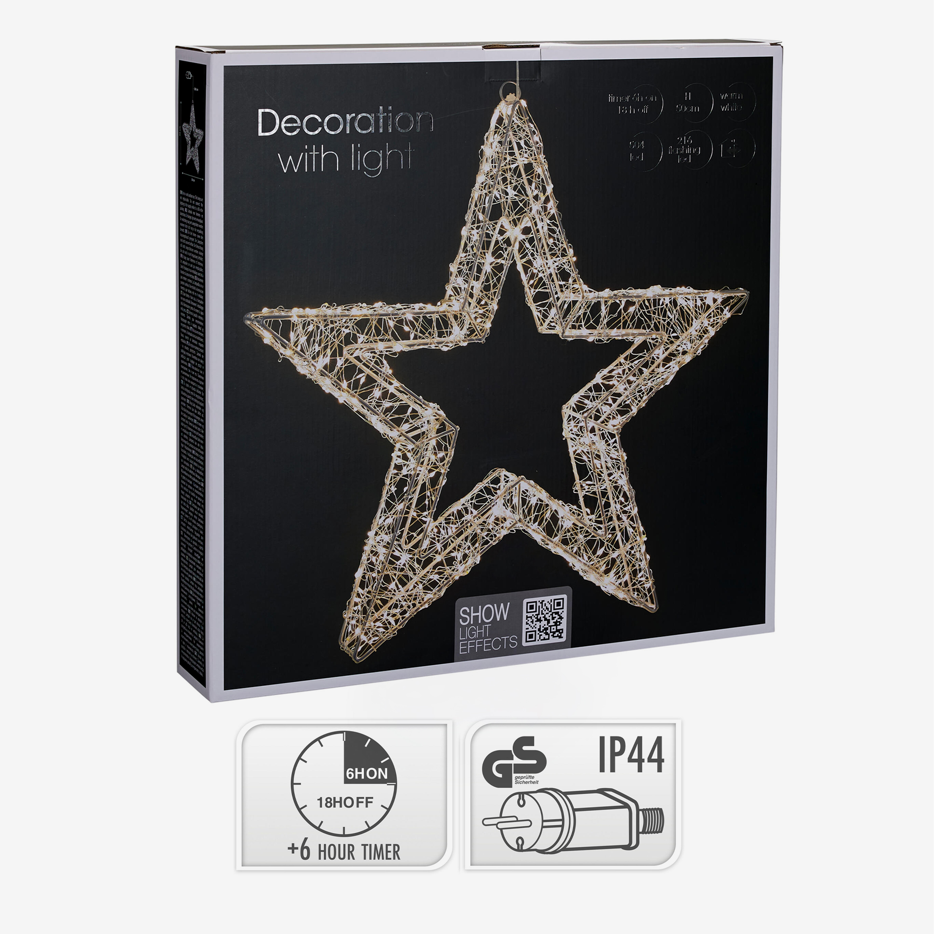 Estrela Natal Metal Prateado 720 Led 50cm
