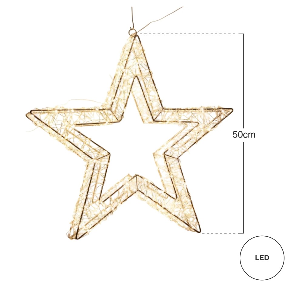 Estrela Natal Metal Prateado 720 Led 50cm