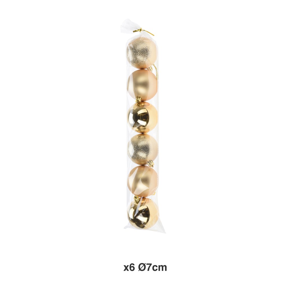Bola Natal Dourado Ø7cm Pack 6