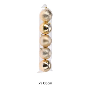 Bola Natal Dourado Ø8cm Pack 5