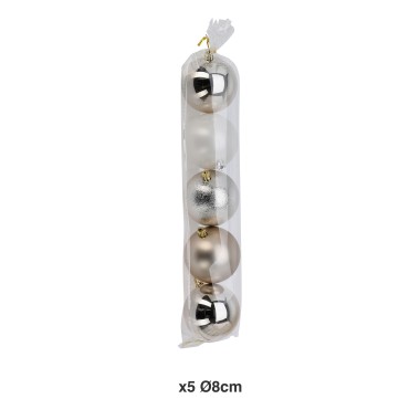 Bola Natal Bege �8cm Pack 5
