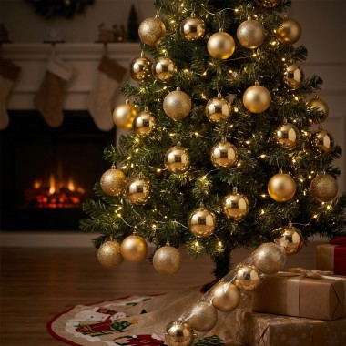 Bola Natal Dourado Ø8cm Pack 5