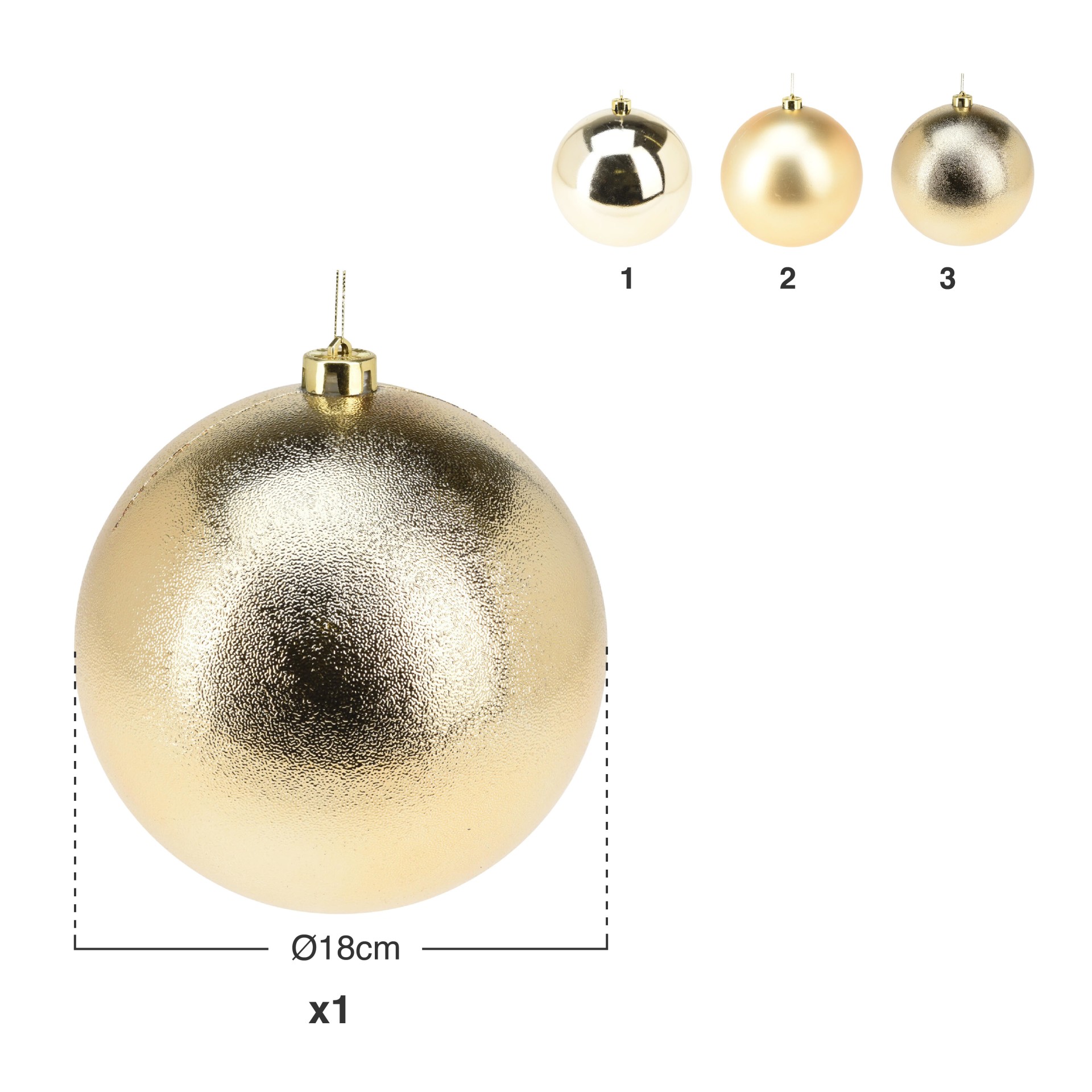 Bola Natal Dourado Sortido Ø18cm