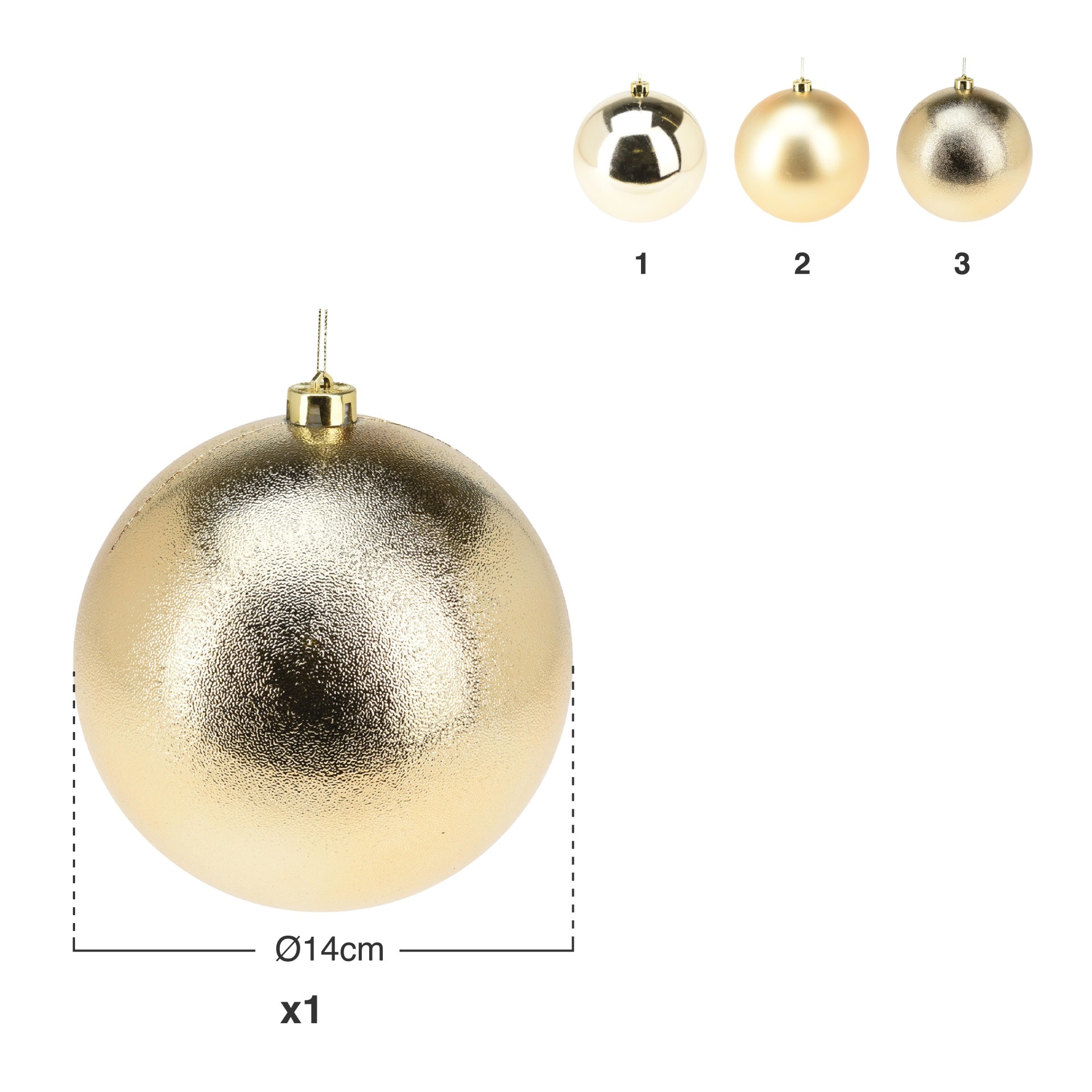 Bola Natal Dourado Sortido Ø14cm