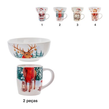 Caneca e Taça Porcelana Natal Sortido