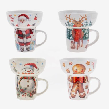 Caneca e Taça Porcelana Natal Sortido