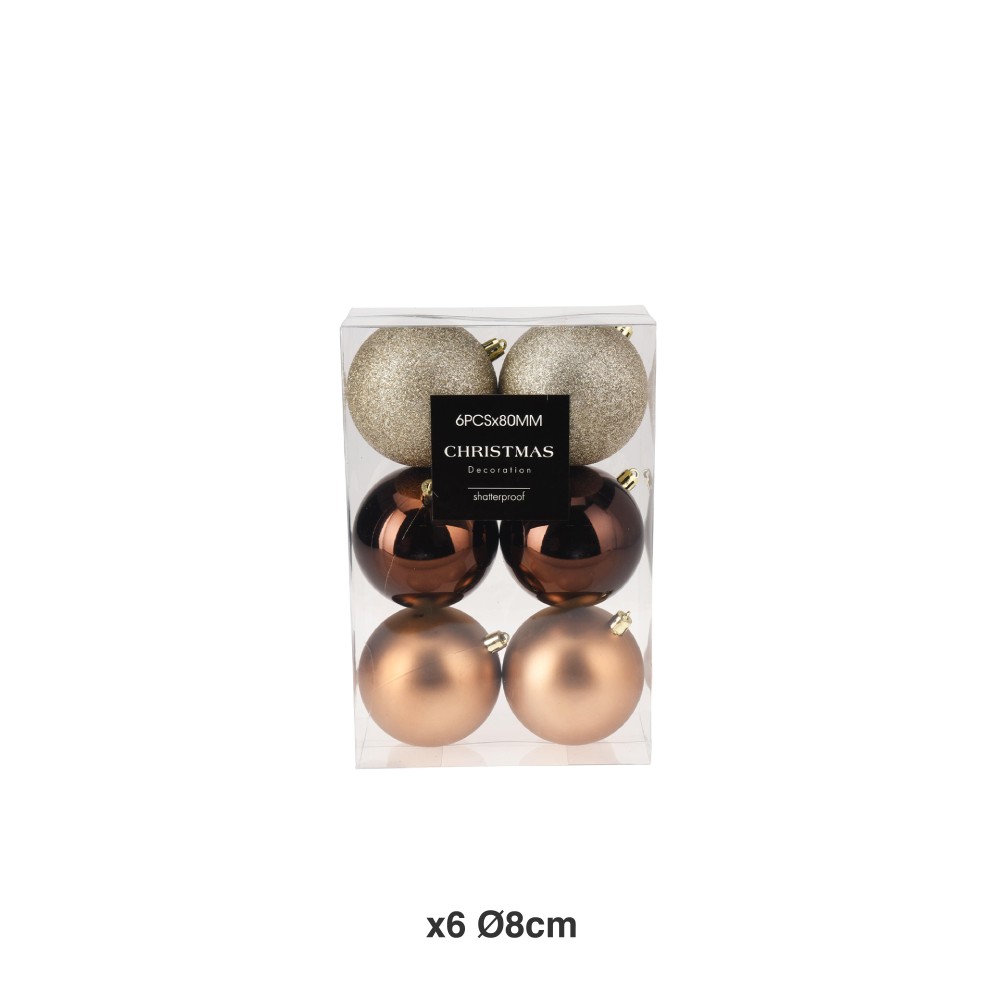 Bola Natal Ambar �8cm Pack 6