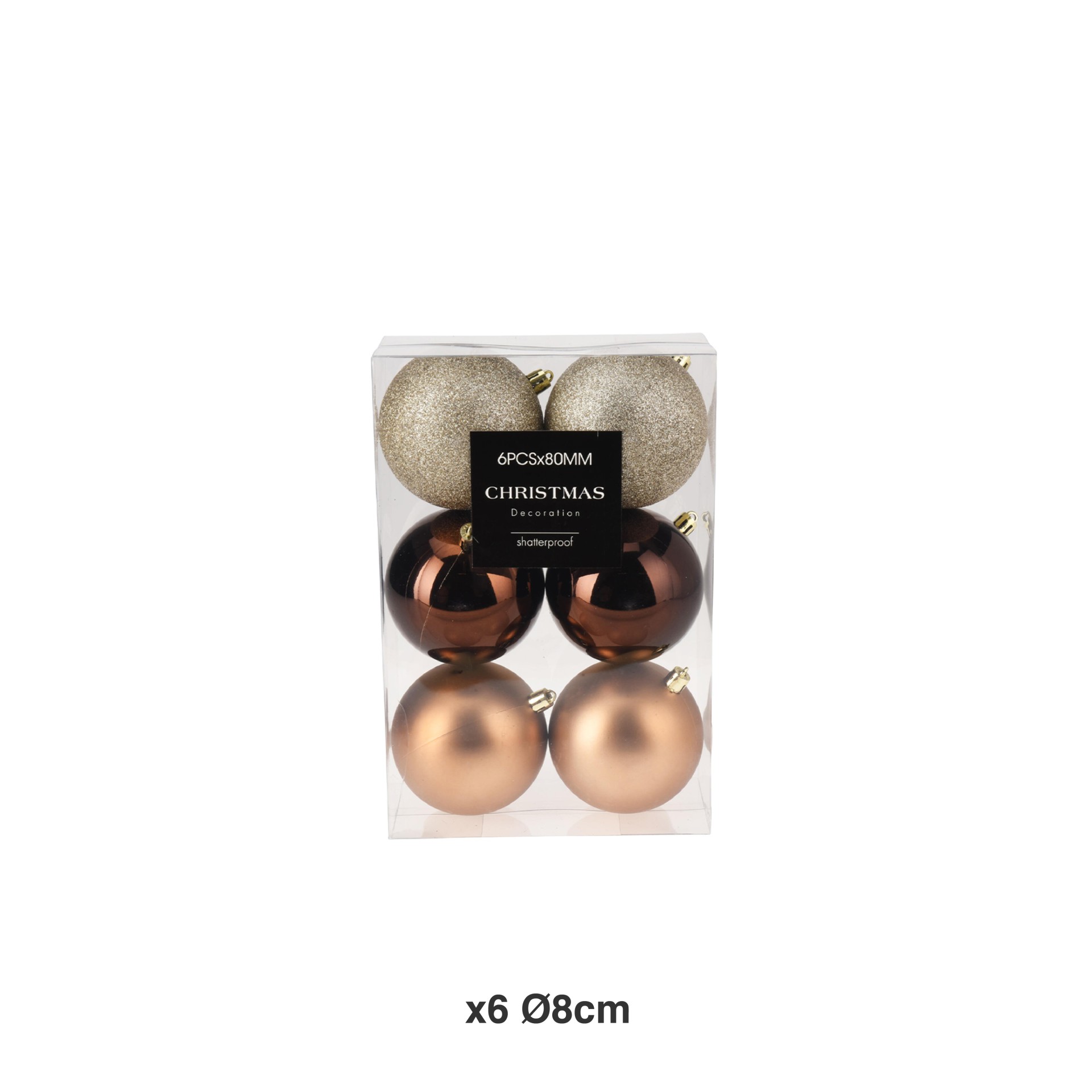Bola Natal Ambar Ø8cm Pack 6